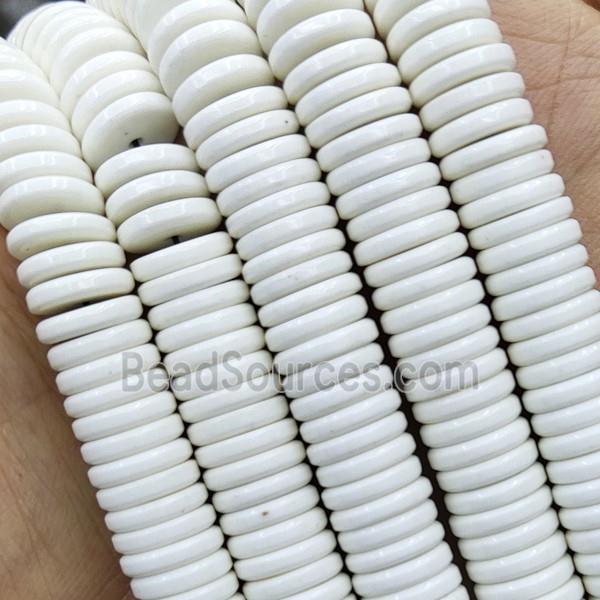 White Oxidative Agate Heishi Spacer Beads