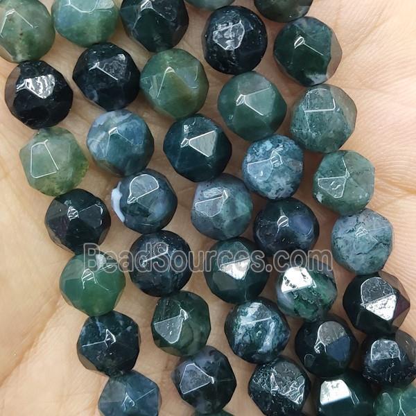 Green Moss Agate Beads Cut Round