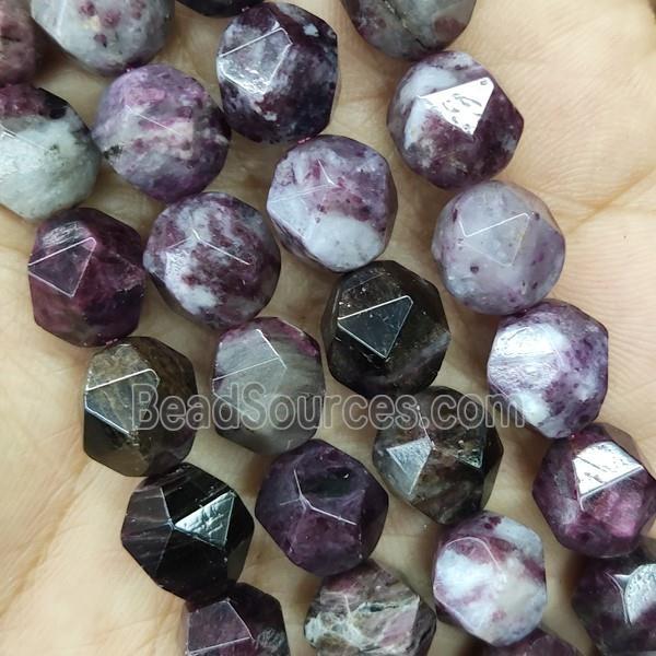 Plum Blossom Tourmaline Beads Cut Round