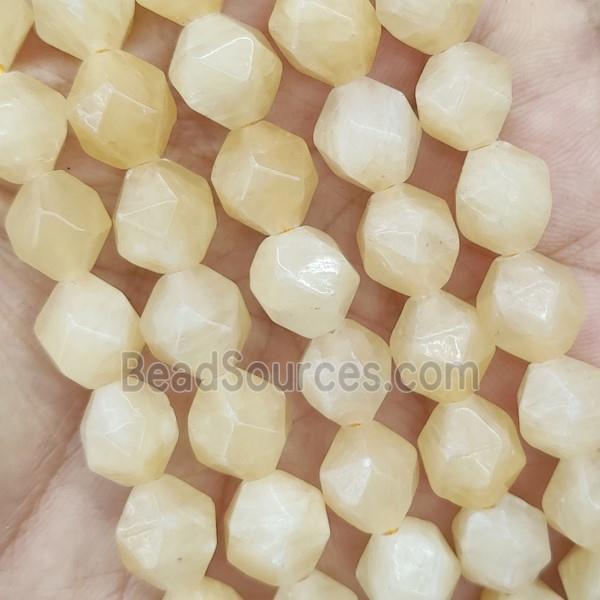 Yellow Honey Jade Beads Cut Round