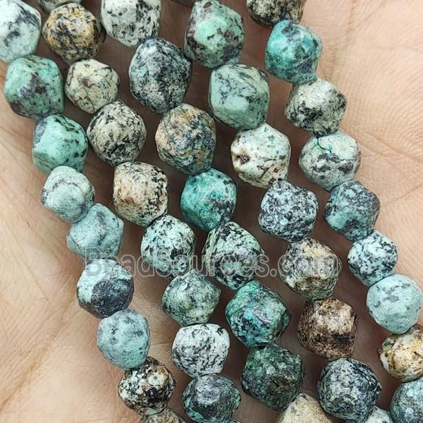 African Turquoise Beads Green Cut Round