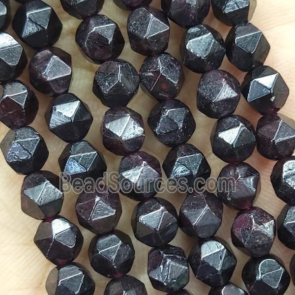 Garnet Beads Cut Round DarkRed