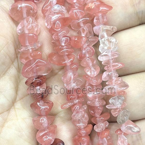 Synthetic Pink Watermelon Quartz Chip Beads Freeform