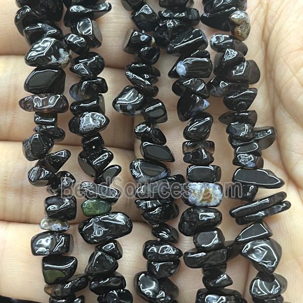 Black Agate Chip Beads Freeform