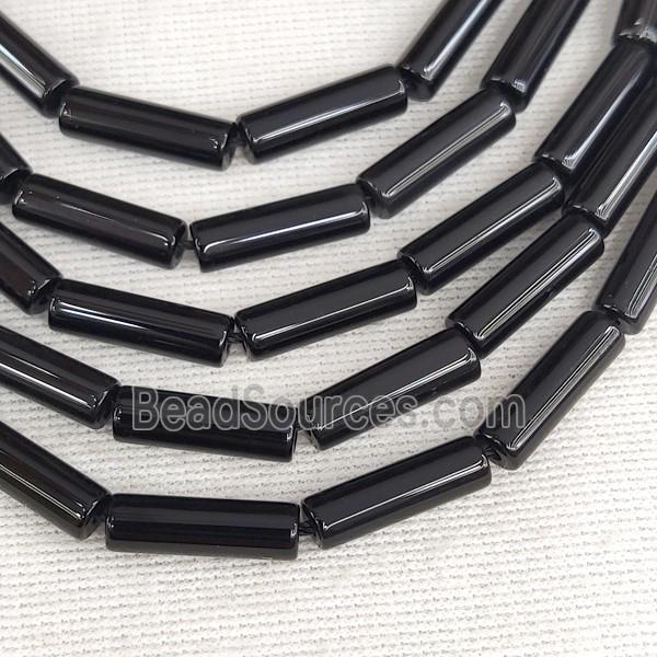 Black Onyx Agate Tube Beads