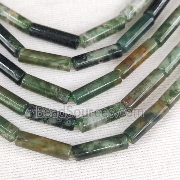 Moss Agate Column Beads Green