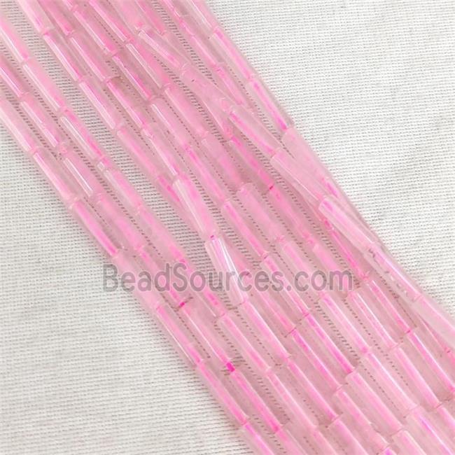 Pink Rose Quartz Tube Beads