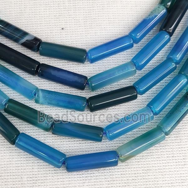 Blue Agate Tube Beads Dye