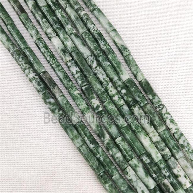 Green Dalmatian Jasper Tube Beads