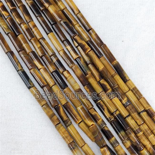 Natural Yellow Tiger Eye Stone Tube Beads