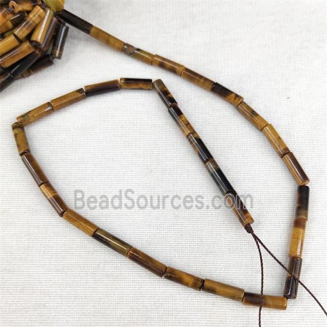 Natural Yellow Tiger Eye Stone Tube Beads