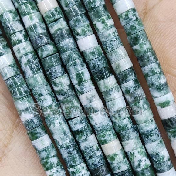 Green Tree Agate Heishi Beads Dendridic