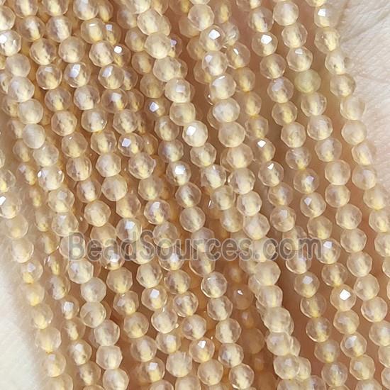 Champagne Cat Eye Glass Beads Faceted Round