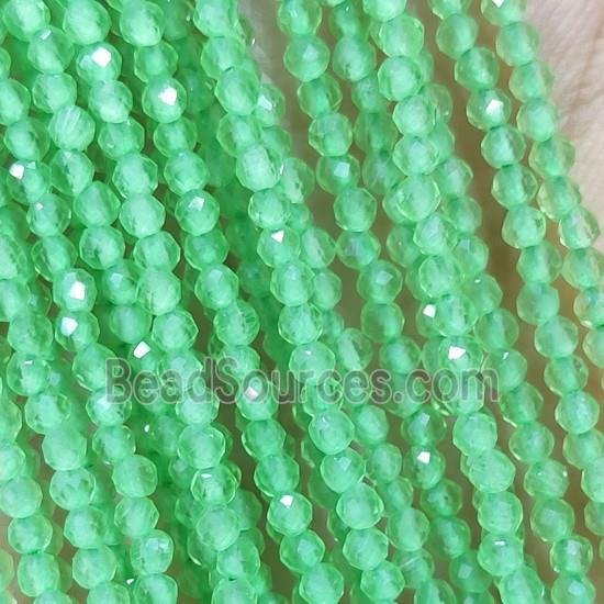 Green Cat Eye Glass Beads Faceted Round