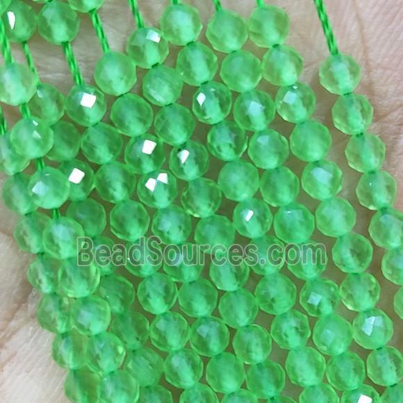 Green Cat Eye Glass Beads Faceted Round