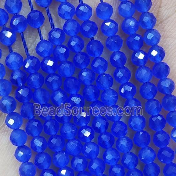 Royalblue Cat Eye Glass Beads Faceted Round