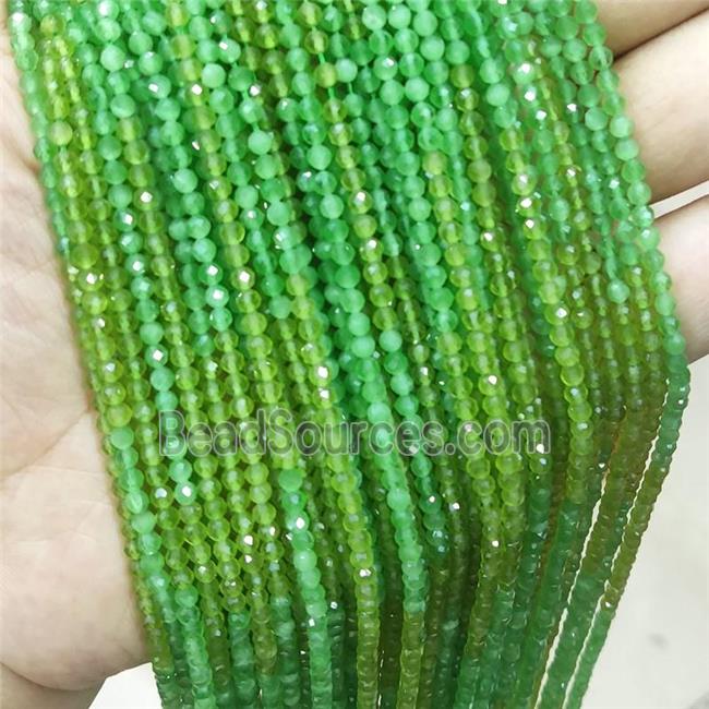 Green Cat Eye Glass Beads Faceted Round