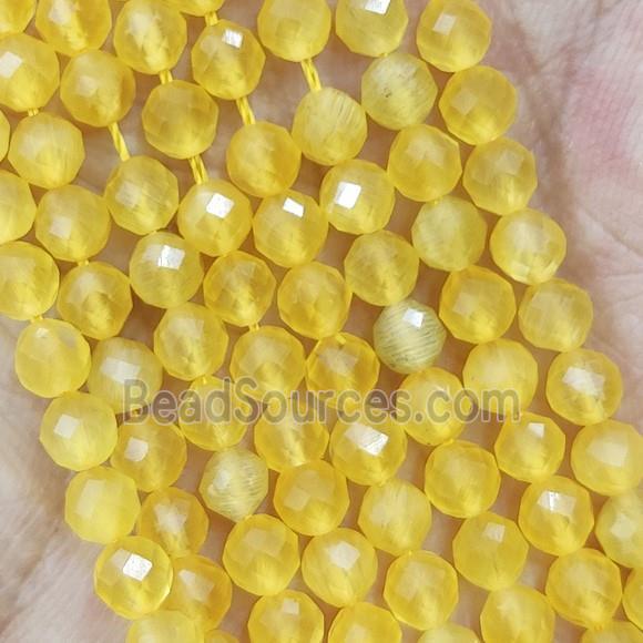 Golden Cat Eye Glass Beads Faceted Round