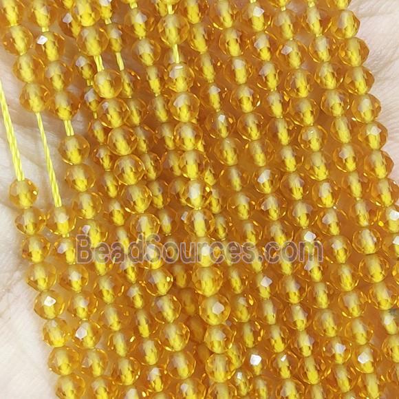 Yellow Crystal Glass Beads Faceted Round