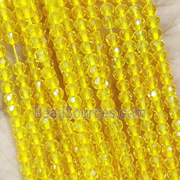 Yellow Crystal Glass Beads Faceted Round