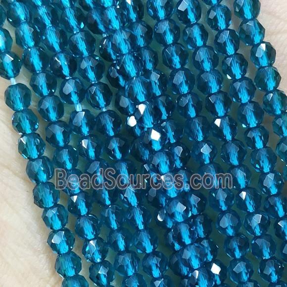 PeacockBlue Crystal Glass Beads Faceted Round