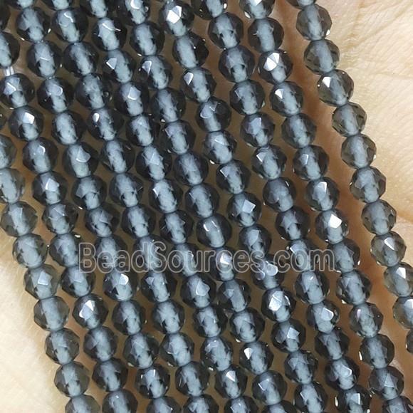 Gray Crystal Glass Beads Faceted Round