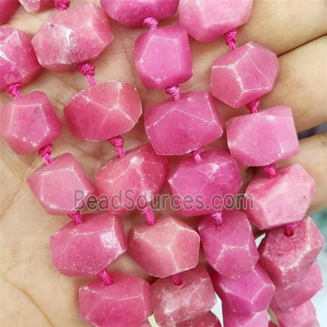 Pink Jade Nugget Beads Freeform Dye