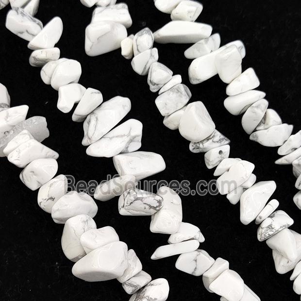 White Howlite Chip Beads Freeform