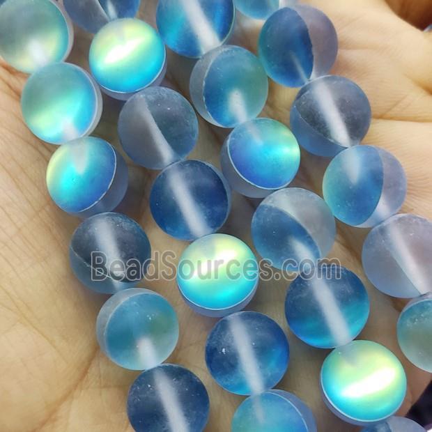 Blue Mermaid Glass Beads Matte Round