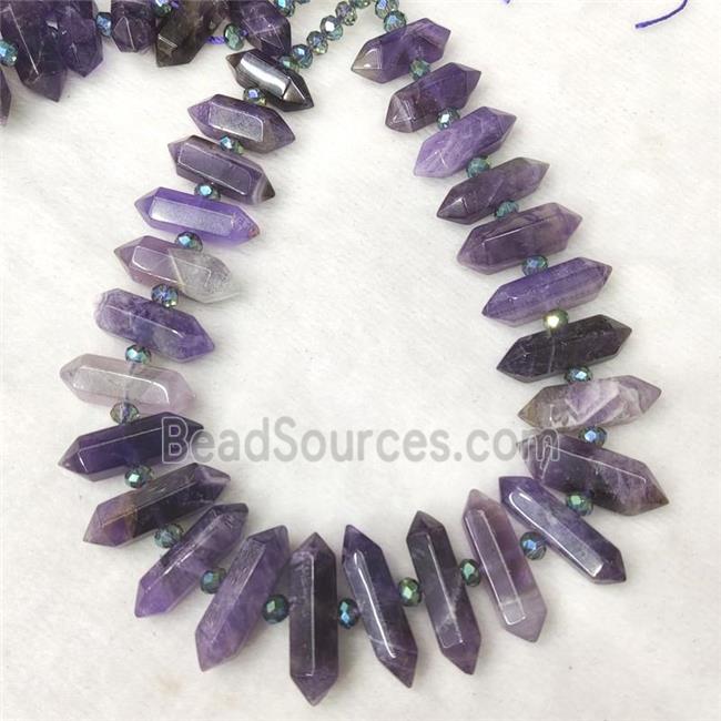 Purple Amethyst Prism Beads Graduated