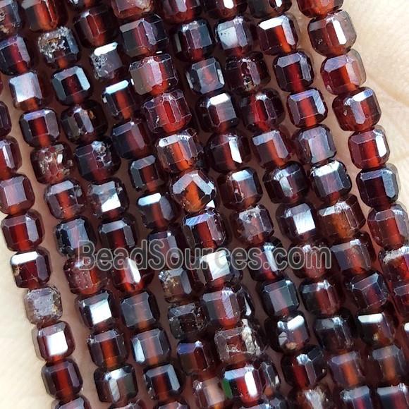 Red Garnet Cube Beads