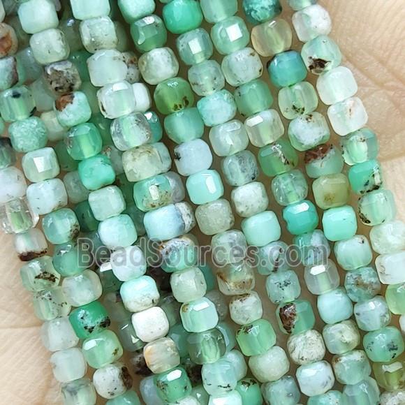 Green Australian Chrysoprase Beads Faceted Cube