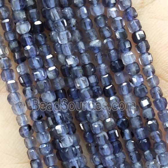 Natural Iolite Beads Faceted Cube