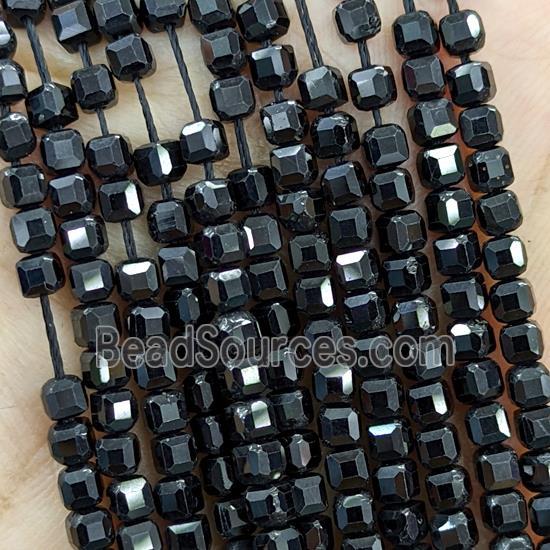 Natural Black Spinel Beads Faceted Cube