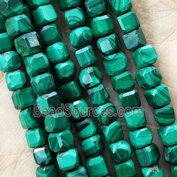 Natural Malachite Beads Green Faceted Cube