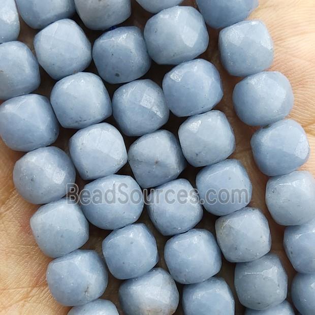 Blue Angelite Beads Faceted Cube