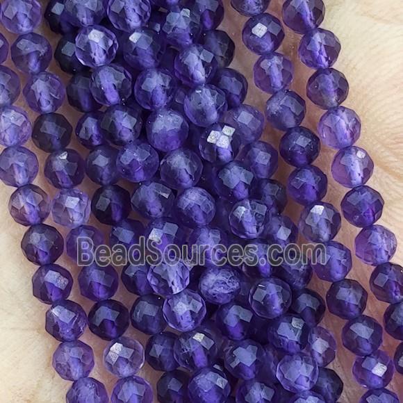 Purple Amethyst Mini Beads Faceted Round AA-Grade