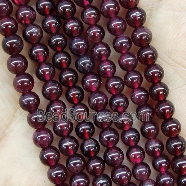 Red Garnet Beads Smooth Round