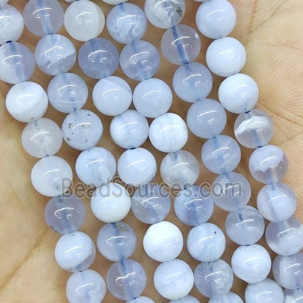 Blue Lace Agate Beads Smooth Round