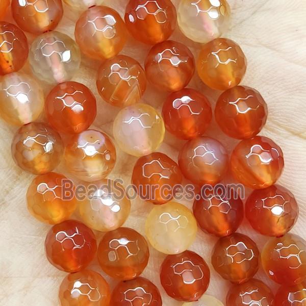 Red Carnelian Agate Beads Faceted Round