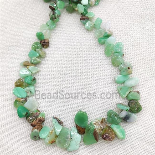 Green Australian Chrysoprase Beads Graduated Freeform TopDrilled