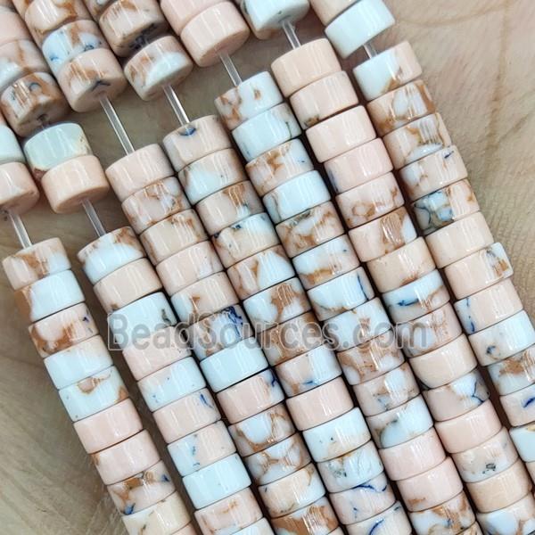 Synthetic Pink Plum Blossom Jasper Heishi Beads