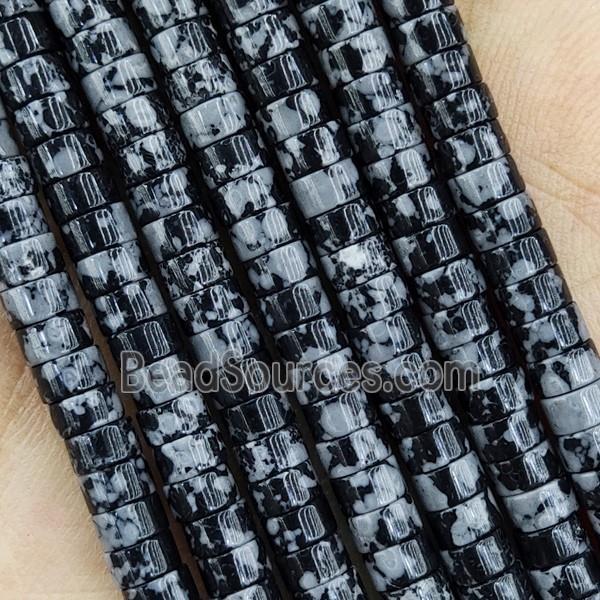 Black Snowflake Jasper Heishi Beads