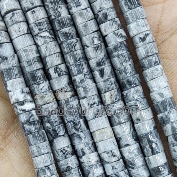 Gray Map Jasper Heishi Beads