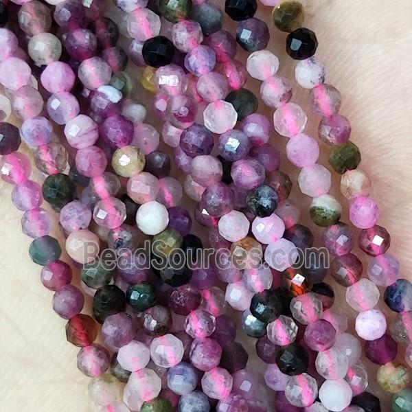 Multicolor Tourmaline Beads Tiny Faceted Round