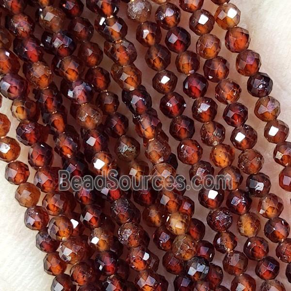 Orange Garnet Beads Faceted Round