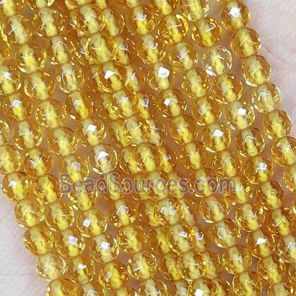 Citrine Beads Yellow Treated Faceted Round