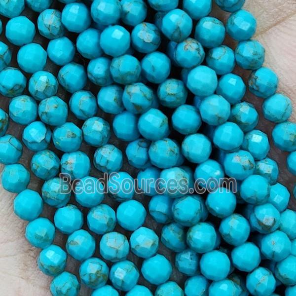 Synthetic Turquoise Beads Faceted Round