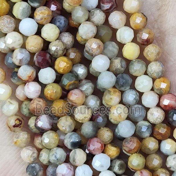 Natural Yellow Crazy Agate Beads Faceted Round