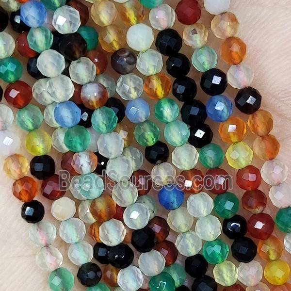 Natural Agate Beads Mix Color Dye Faceted Round